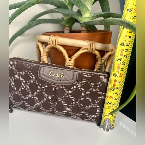 Coach Ashley Dotted OP Art Zip Around Wallet F48051 Brown Bronze Preppy NWT - Picture 11 of 12